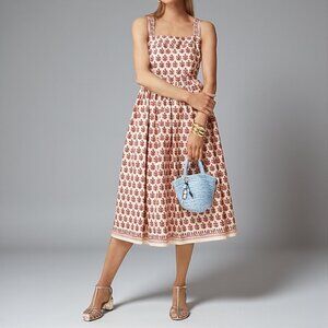 J. Crew Embroidered apron dress in block print Size 6